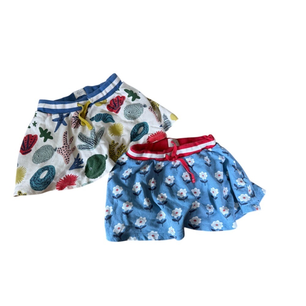 Mini Boden Girls' Floral & Sea Print Skort Set - Blue, White, Red, Yellow, Green